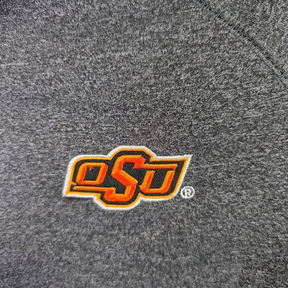 Mens Colosseum Athletics Gray OSU 1/4 Zip Pullover Polyester Oklahoma State L - Picture 2 of 8